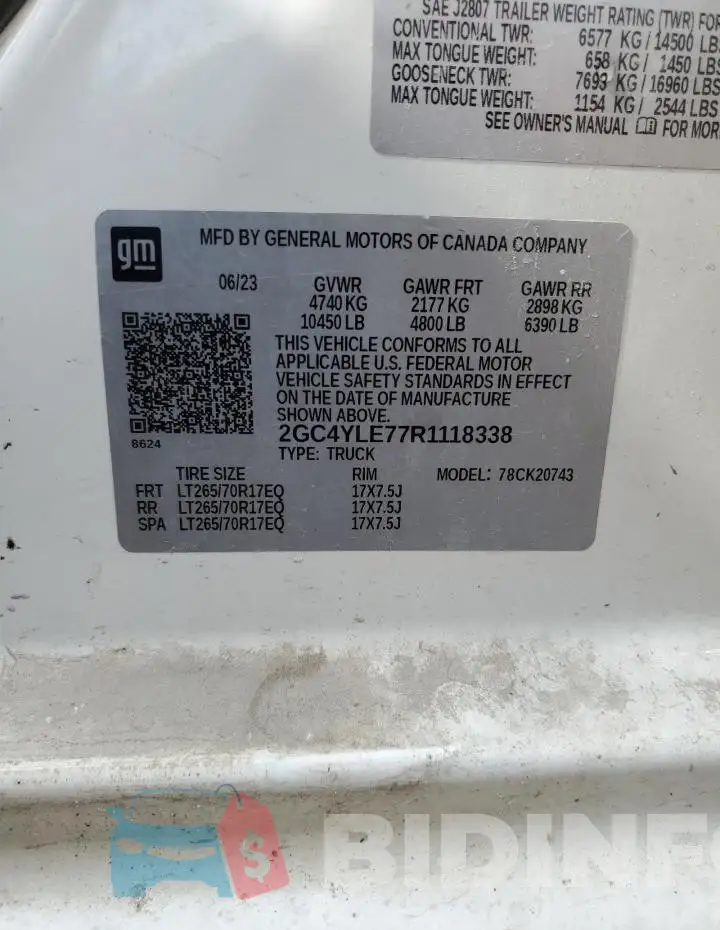 2GC4YLE77R1118338 Photo# 12