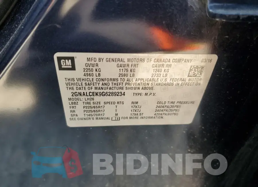 2GNALCEK9G6289234 Photo# 13