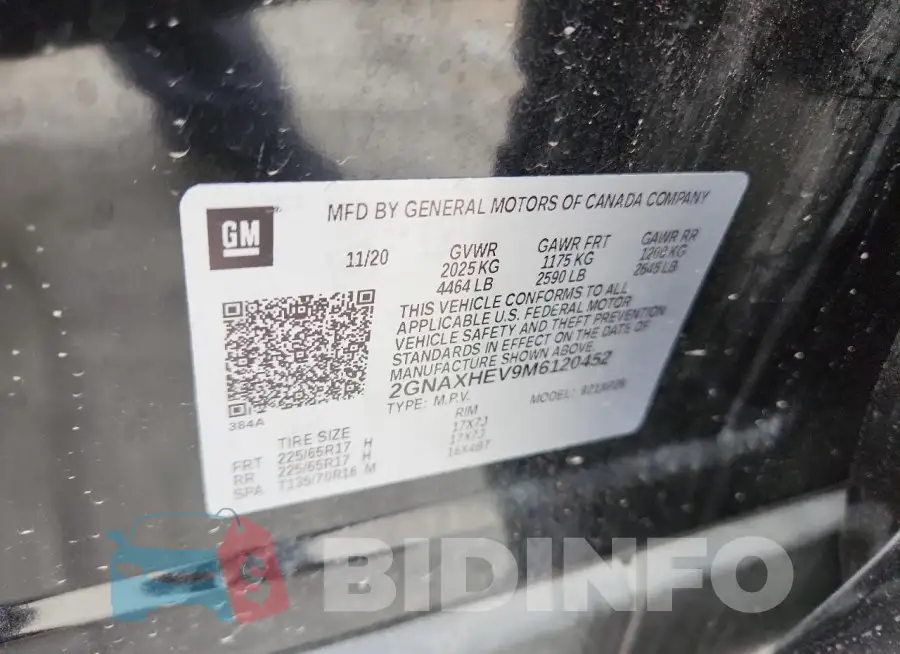 2GNAXHEV9M6120452 Photo# 13