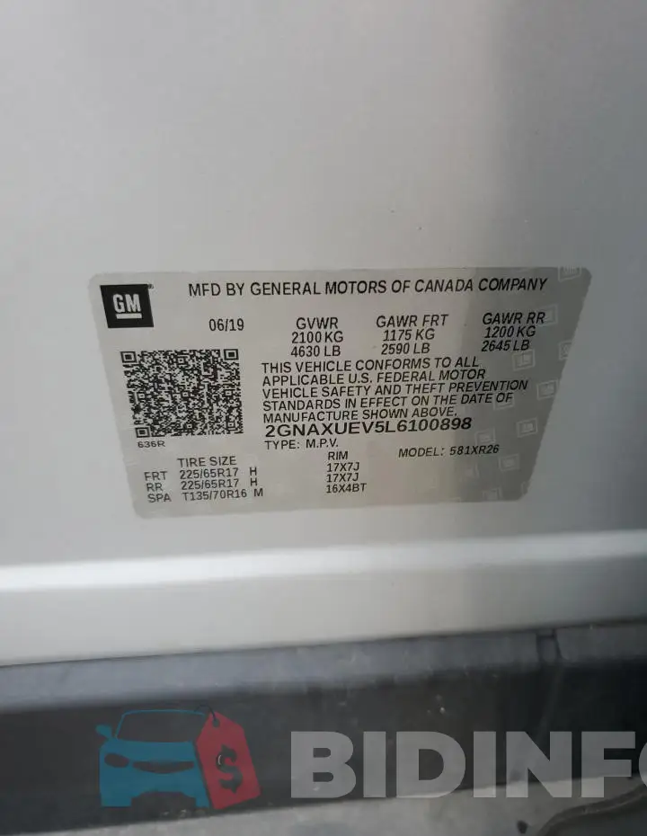 2GNAXUEV5L6100898 Photo# 13
