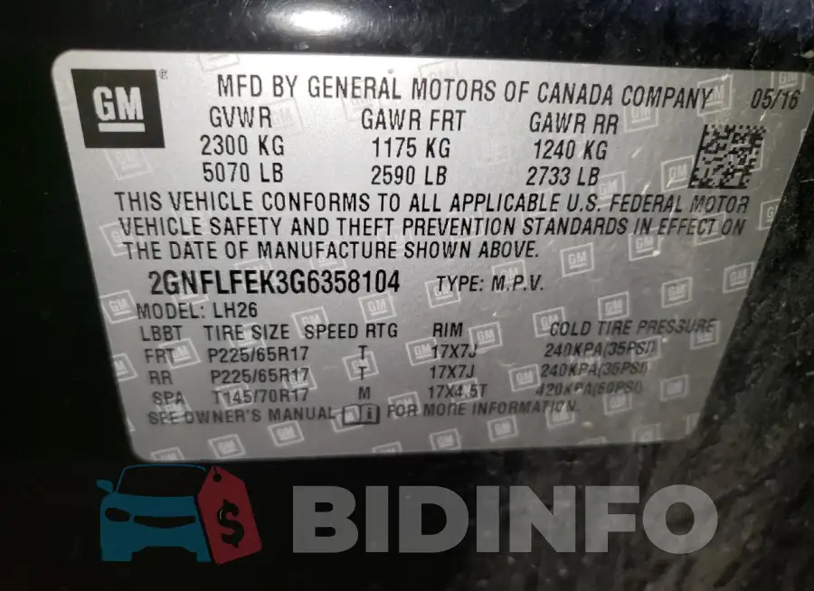 2GNFLFEK3G6358104 Photo# 13