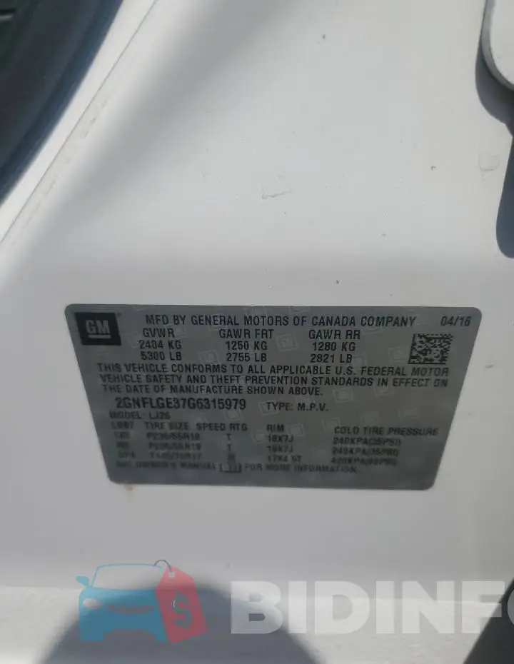 2GNFLGE37G6315979 Photo# 14