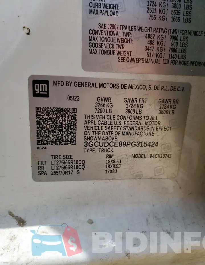 3GCUDCE89PG315424 Photo# 12