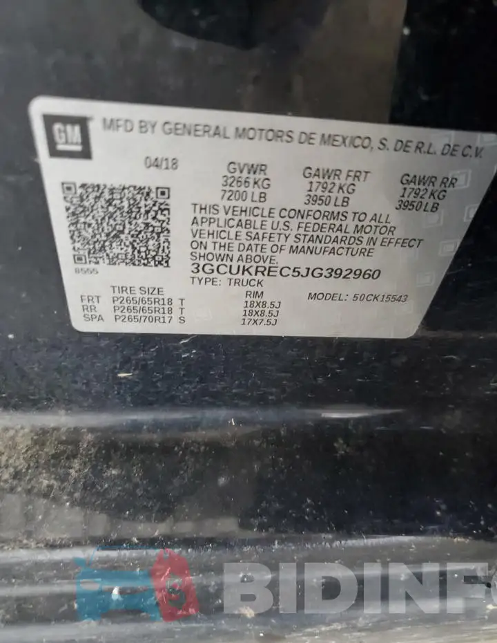3GCUKREC5JG392960 Photo# 12