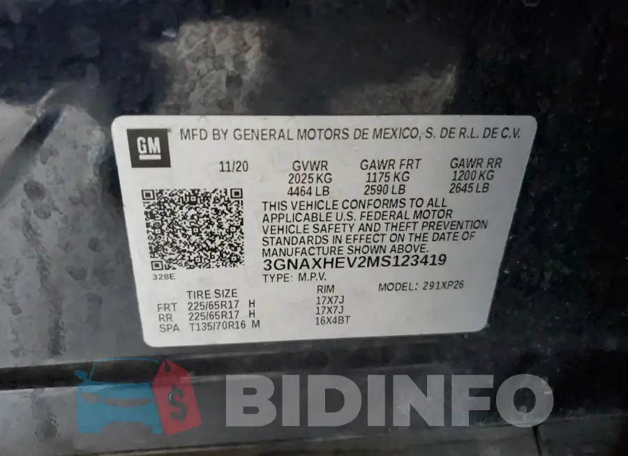 3GNAXHEV2MS123419 Photo# 14