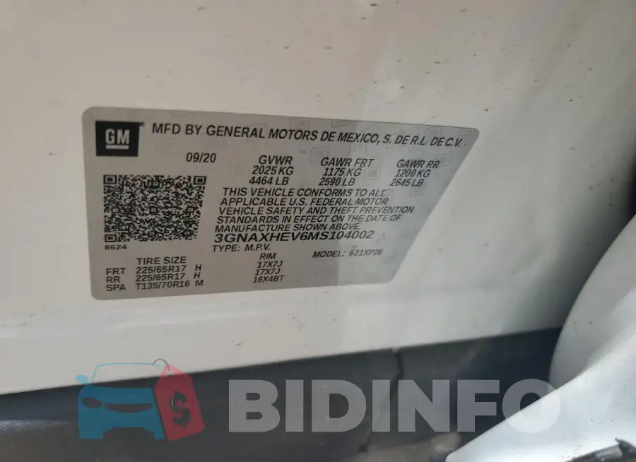 3GNAXHEV6MS104002 Photo# 13