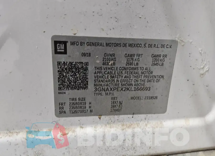 3GNAXPEX2KL166693 Photo# 13