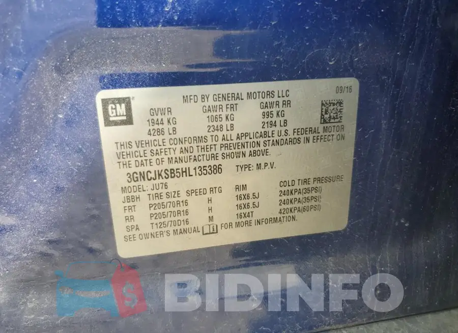 3GNCJKSB5HL135386 Photo# 12