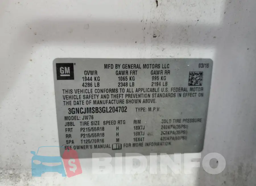 3GNCJMSB3GL204702 Photo# 14