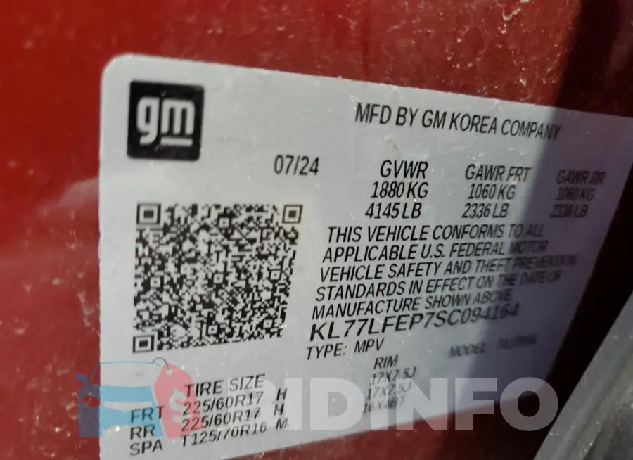 KL77LFEP7SC094164 Photo# 13