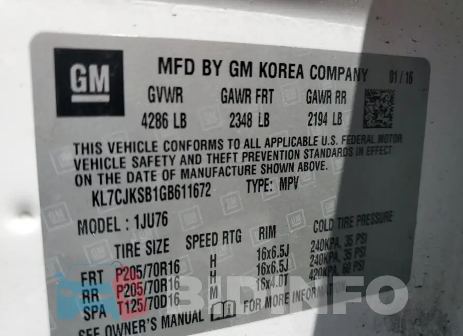 KL7CJKSB1GB611672 Photo# 14
