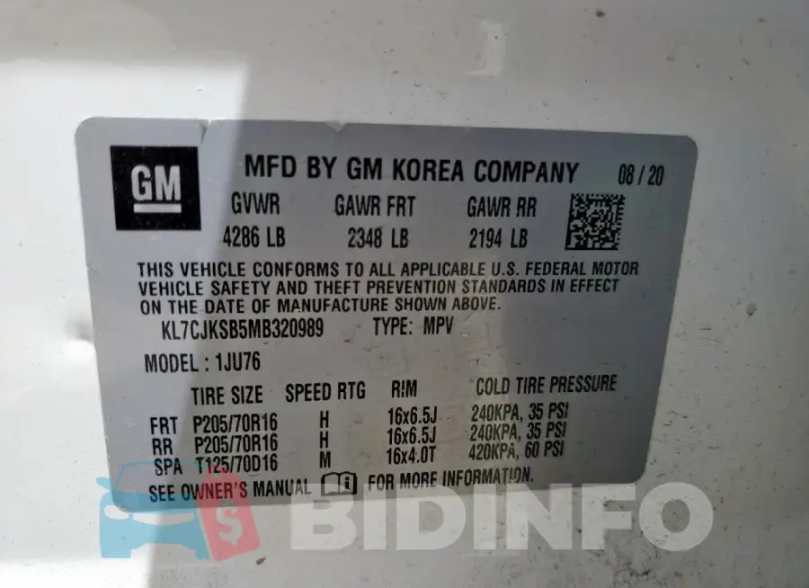 KL7CJKSB5MB320989 Photo# 12
