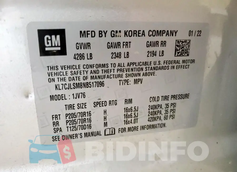 KL7CJLSM8NB517096 Photo# 13