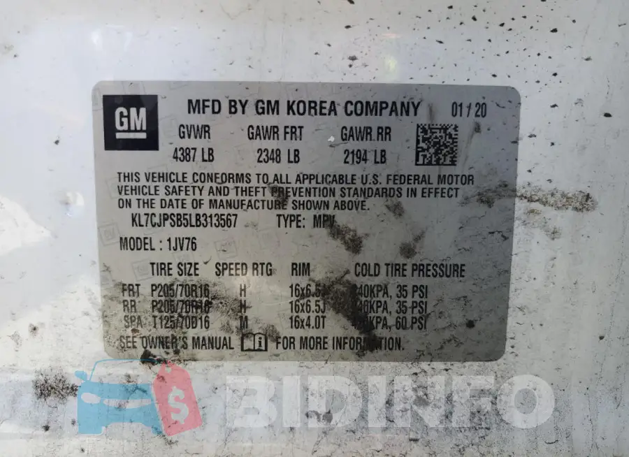 KL7CJPSB5LB313567 Photo# 13