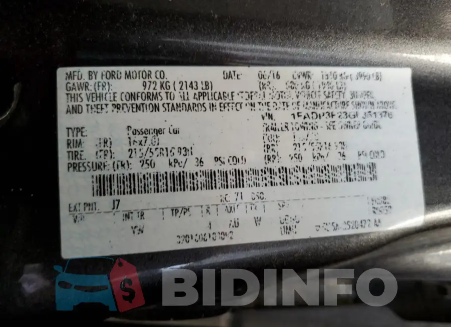1FADP3F23GL351376 Photo# 12