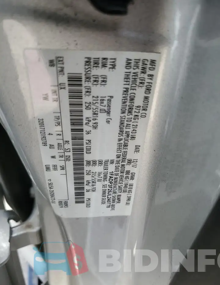 1FADP3F26JL240778 Photo# 13