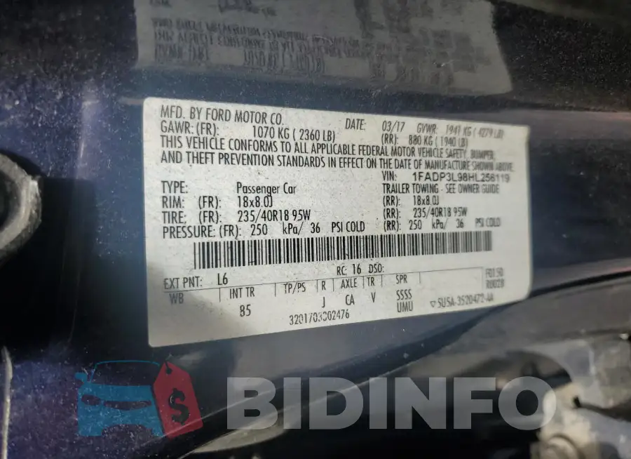 1FADP3L98HL256119 Photo# 13