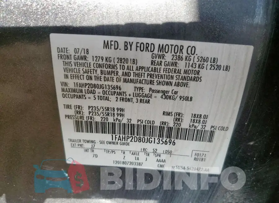 1FAHP2D80JG135696 Photo# 13