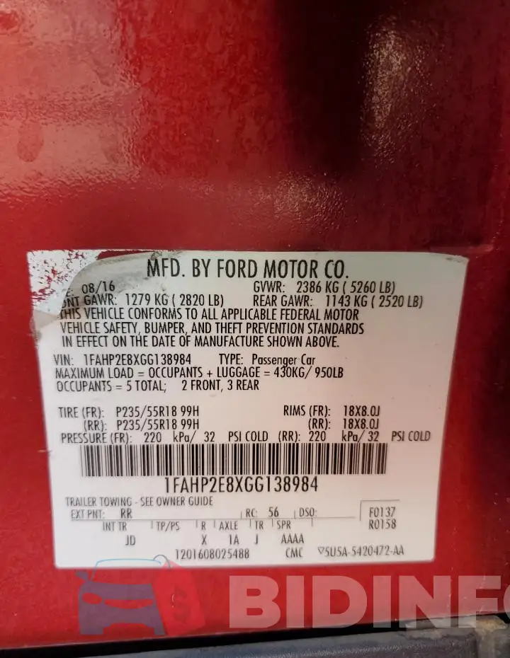 1FAHP2E8XGG138984 Photo# 12