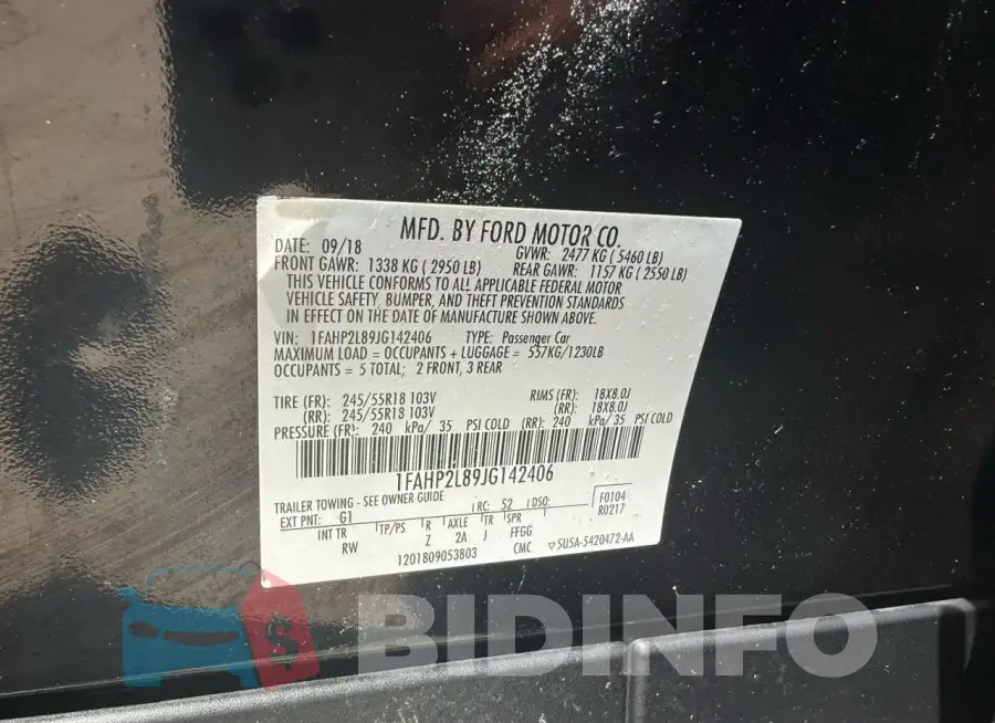 1FAHP2L89JG142406 Photo# 10