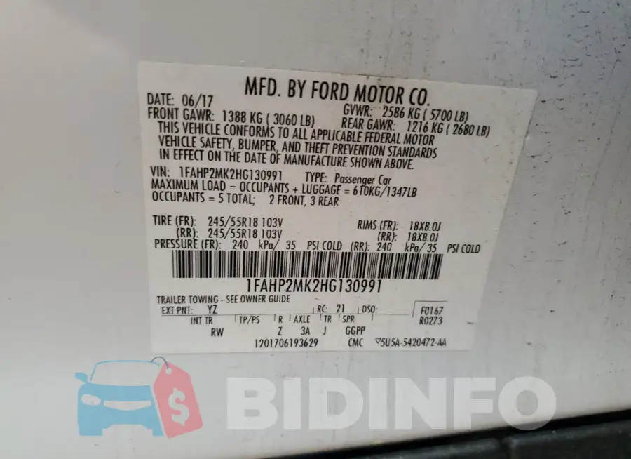 1FAHP2MK2HG130991 Photo# 12