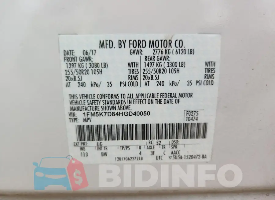 1FM5K7D84HGD40050 Photo# 14