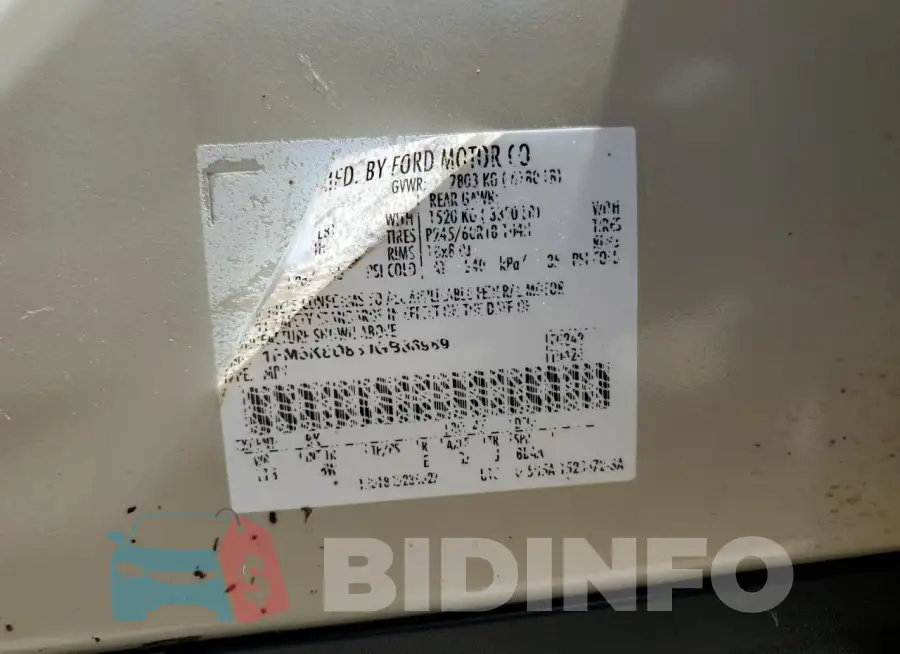 1FM5K8D83JGB86989 Photo# 13