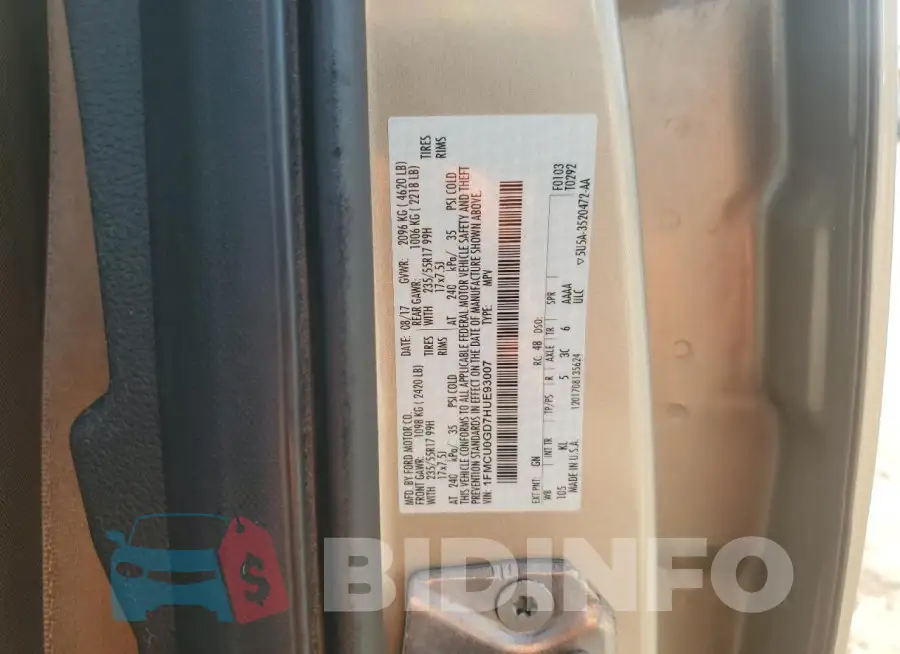 1FMCU0GD7HUE93007 Photo# 14