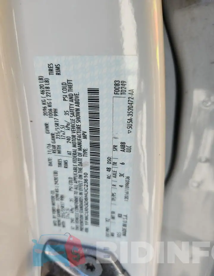1FMCU0GD8HUC23610 Photo# 13