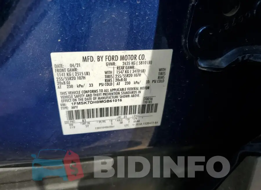 1FMSK7DH0MGB61016 Photo# 14