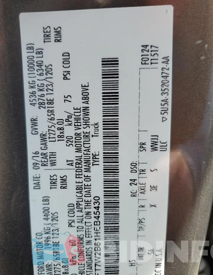1FT7W2B61HEB45430 Photo# 13