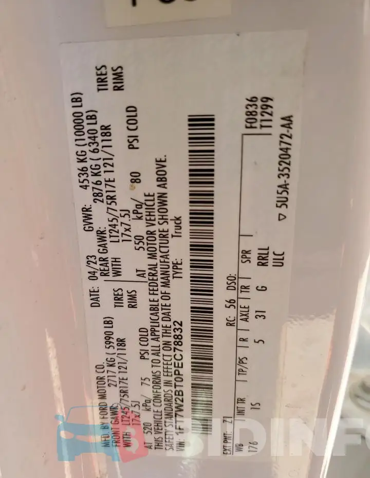 1FT7W2BT0PEC78832 Photo# 12