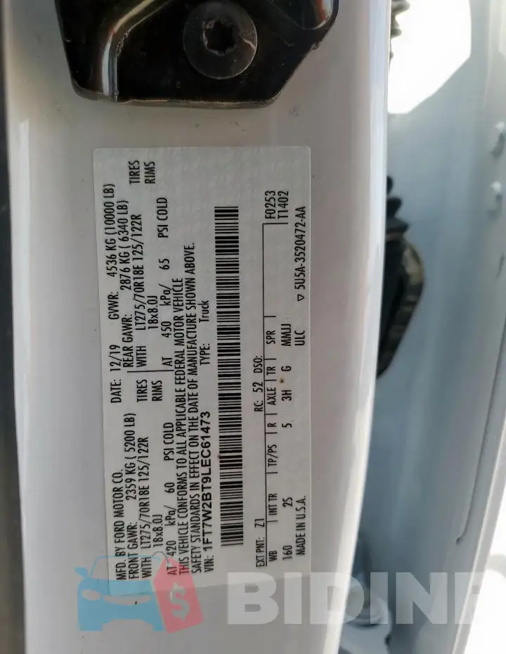 1FT7W2BT9LEC61473 Photo# 12