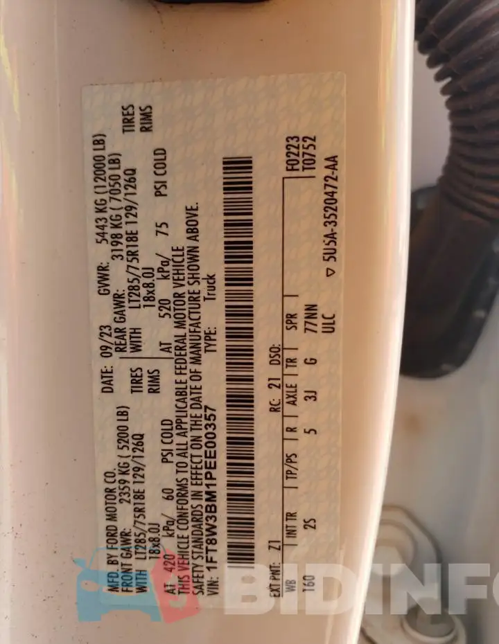 1FT8W3BM1PEE00357 Photo# 13
