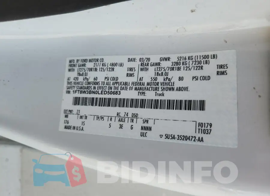 1FT8W3BN0LED50683 Photo# 13