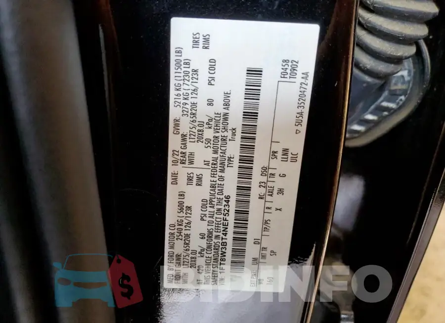 1FT8W3BT4NEF52346 Photo# 12