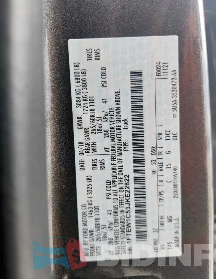 1FTEW1C53JKE22822 Photo# 12
