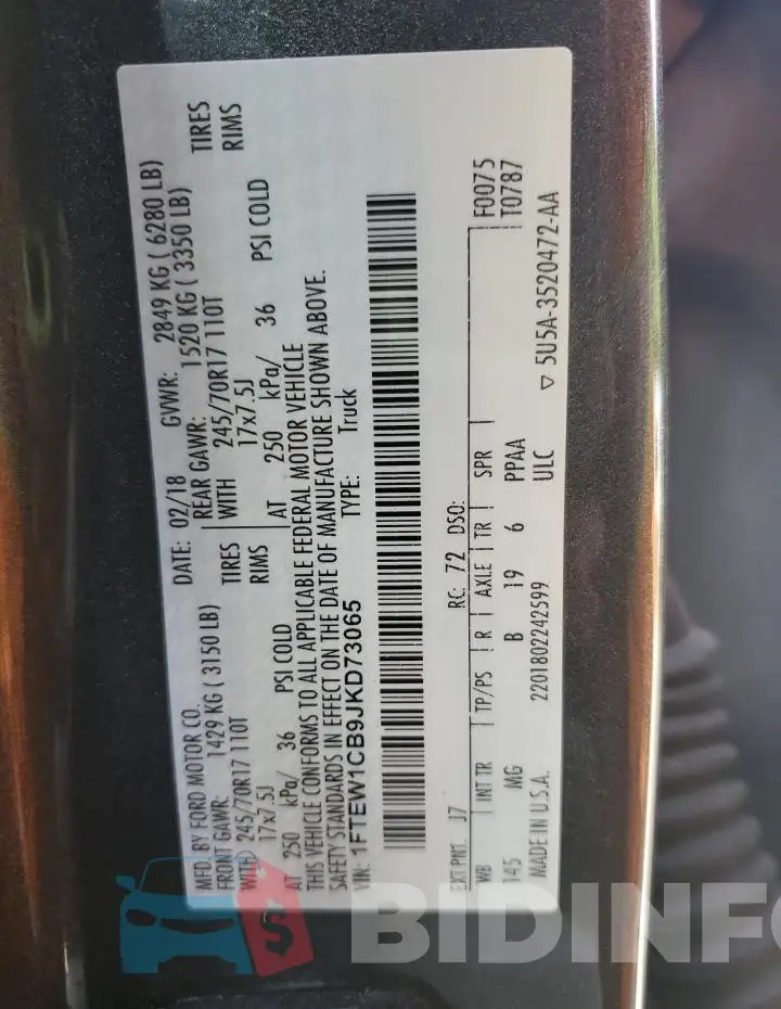 1FTEW1CB9JKD73065 Photo# 13
