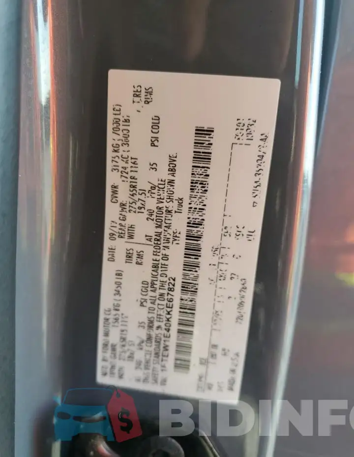 1FTEW1E40KKE67822 Photo# 12