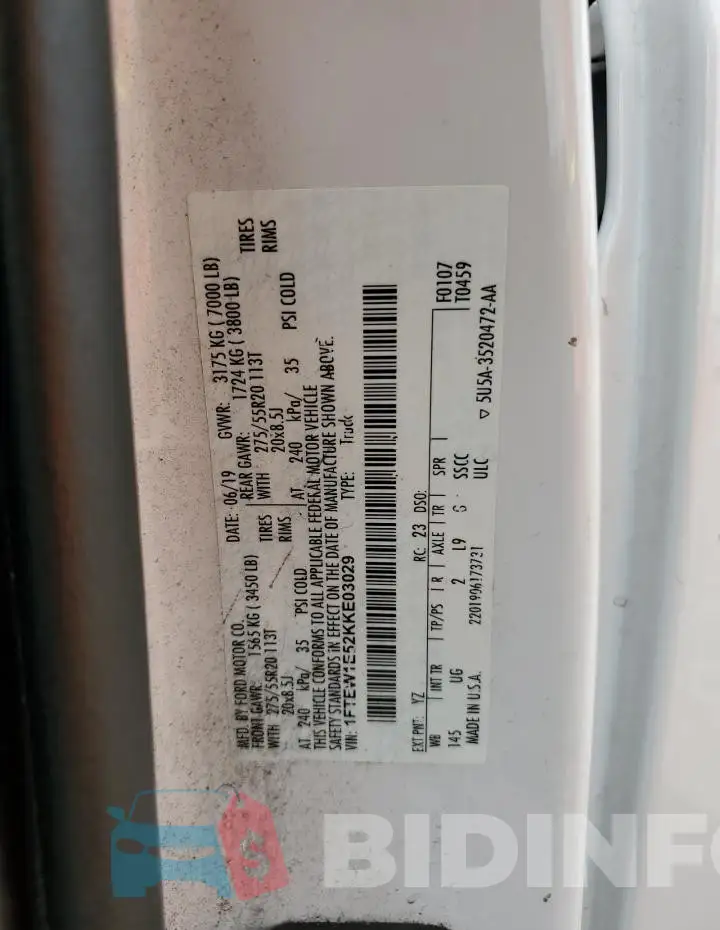 1FTEW1E52KKE03029 Photo# 12