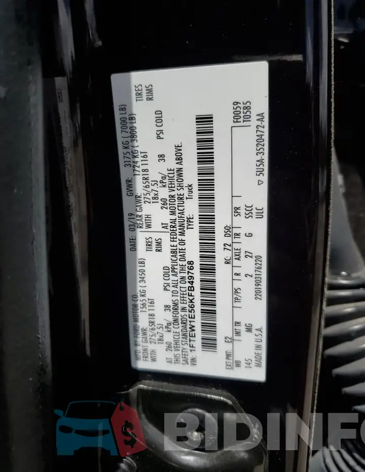1FTEW1E56KFB49768 Photo# 13
