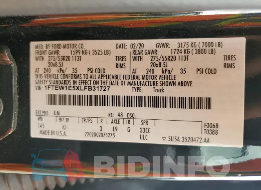 1FTEW1E5XLFB31727 Photo# 12