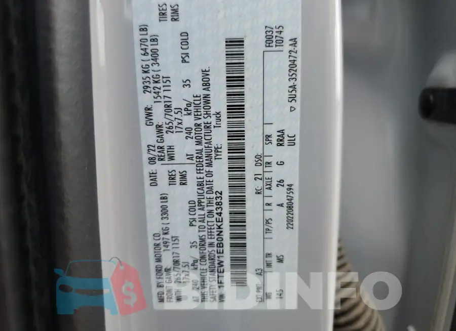 1FTEW1EB0NKE43832 Photo# 13