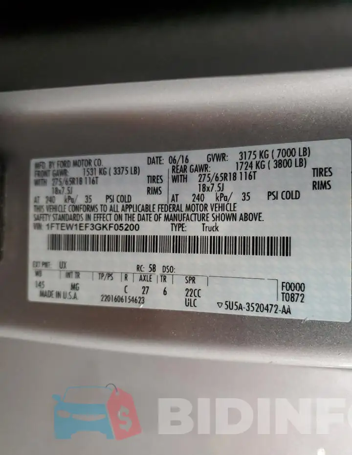 1FTEW1EF3GKF05200 Photo# 12