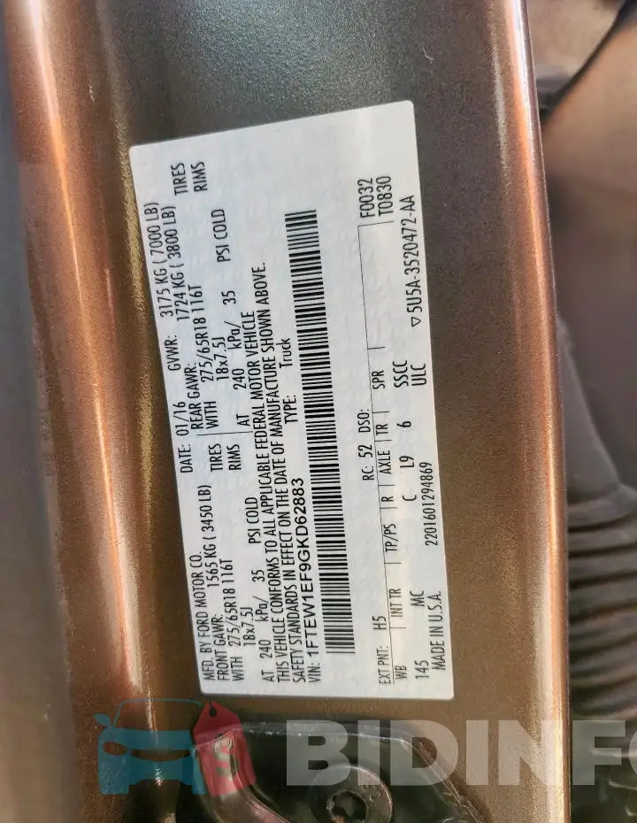 1FTEW1EF9GKD62883 Photo# 12