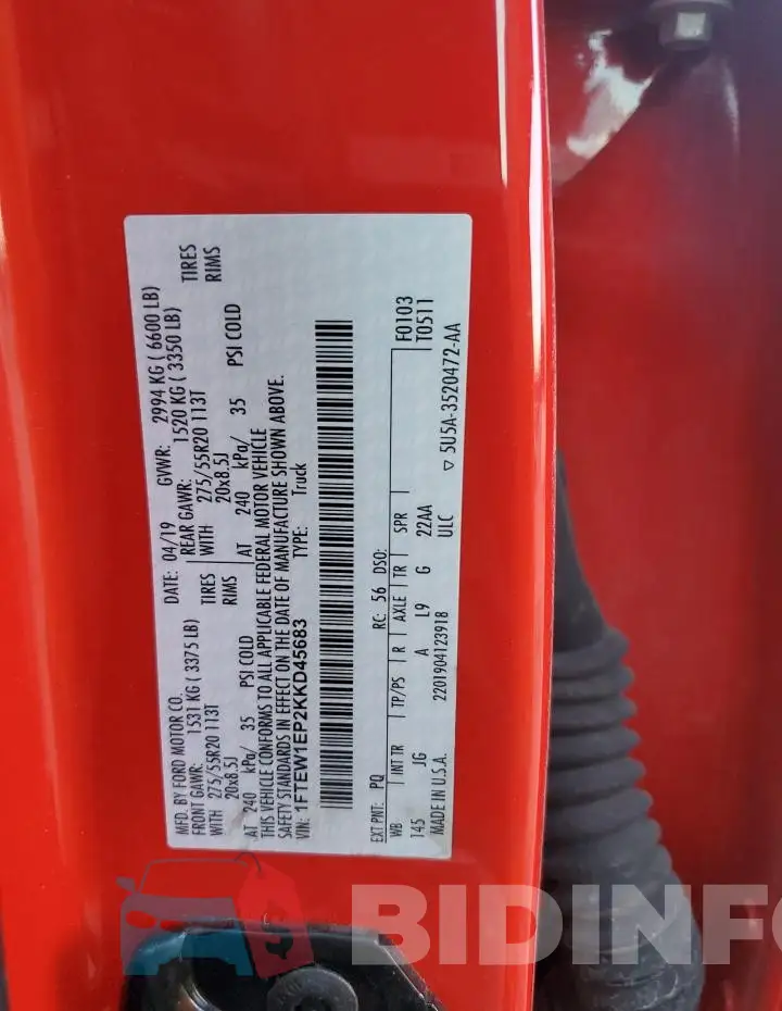 1FTEW1EP2KKD45683 Photo# 13