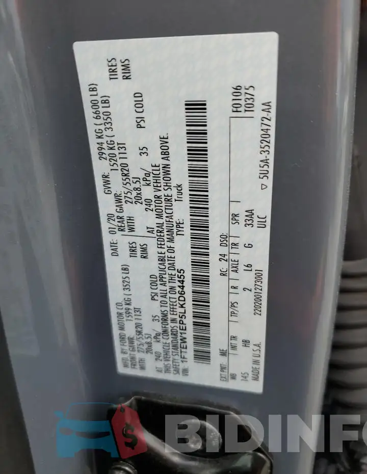 1FTEW1EP5LKD64455 Photo# 13