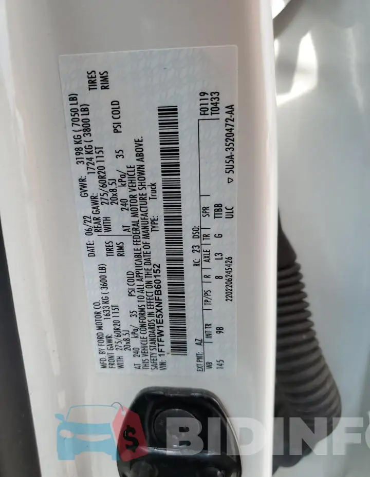 1FTFW1E5XNFB60152 Photo# 13