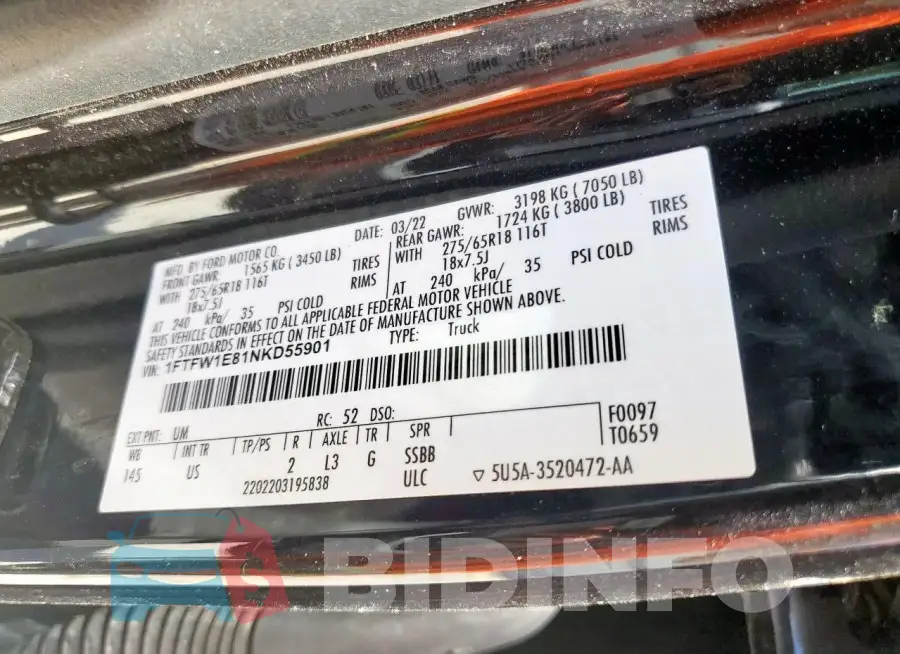 1FTFW1E81NKD55901 Photo# 12