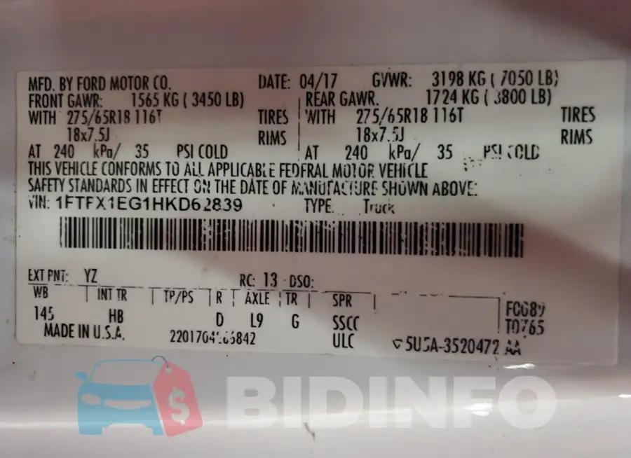 1FTFX1EG1HKD62839 Photo# 12
